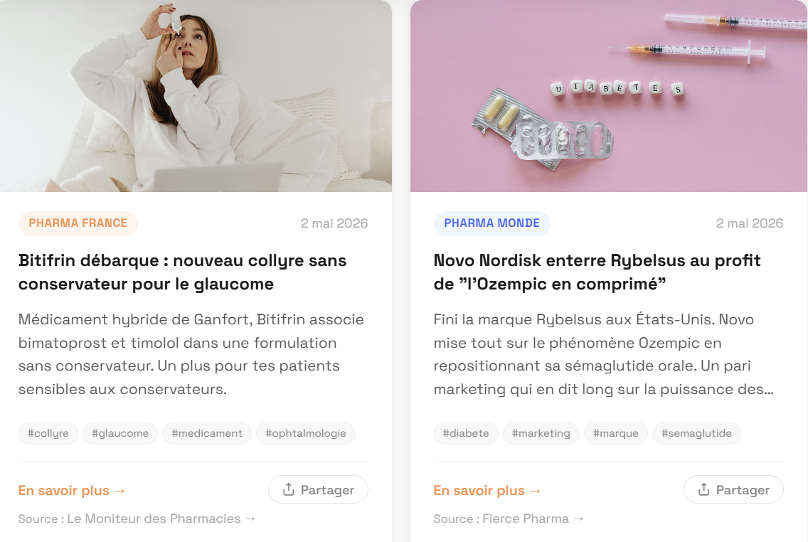 Pharm'Actus : 5 actus pharma + 1 'Saviez-vous ?' chaque matin en 2 min de lecture, par un pharmacien