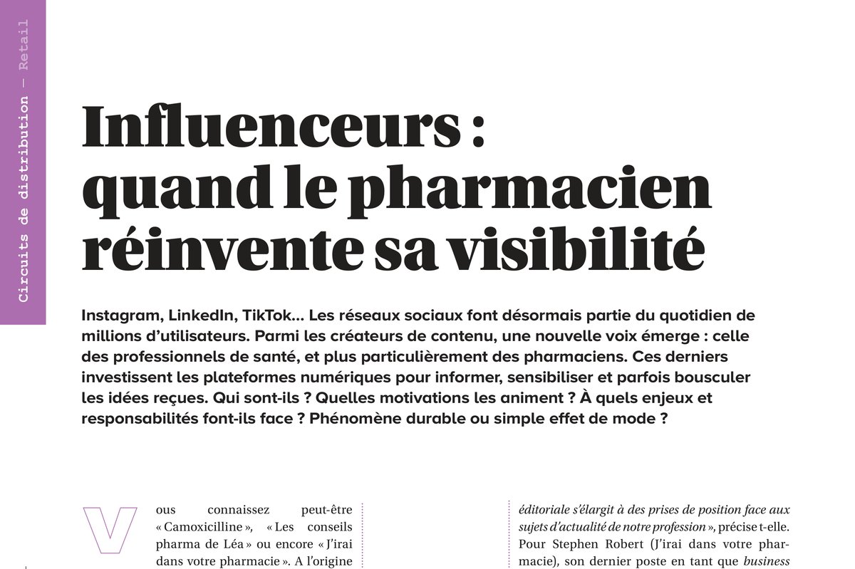 Page 1 de l'article Actif's MAG n°94 mars 2026, sujet pharmaciens influenceurs avec Stephen Robert